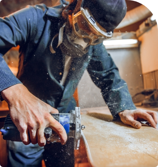 Man working on wood